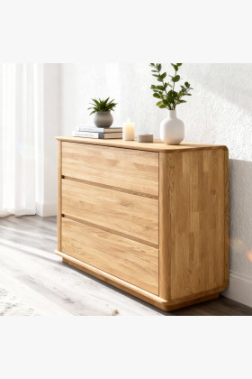 Kommode aus massivem Eichenholz mit 3 Schubladen, natur